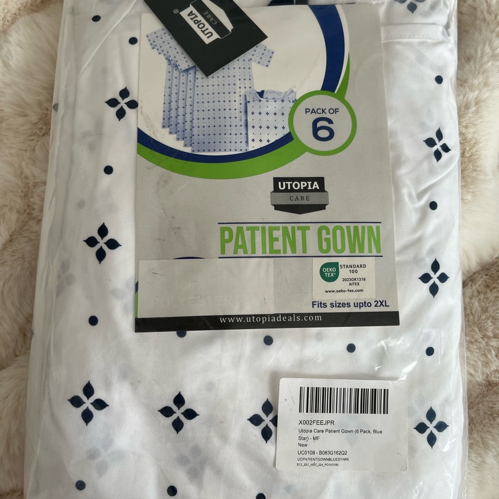 Utopia Care White and Blue Patient Gown Pack